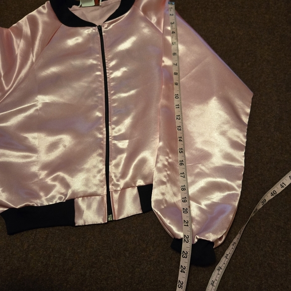 Charades Pink Ladies Satin Costume Jacket In Sizr Large Inspired By Grease - Picture 7 of 7